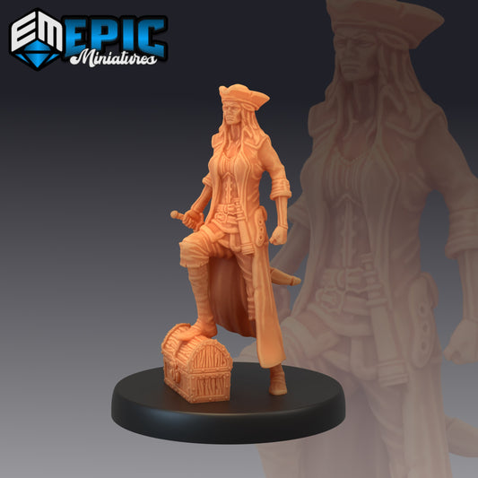 Pirate Quartermaster with Treasure - by Epic Miniatures - Tabletop RPG Miniature - Roleplaying 3D Printed Fantasy Mini