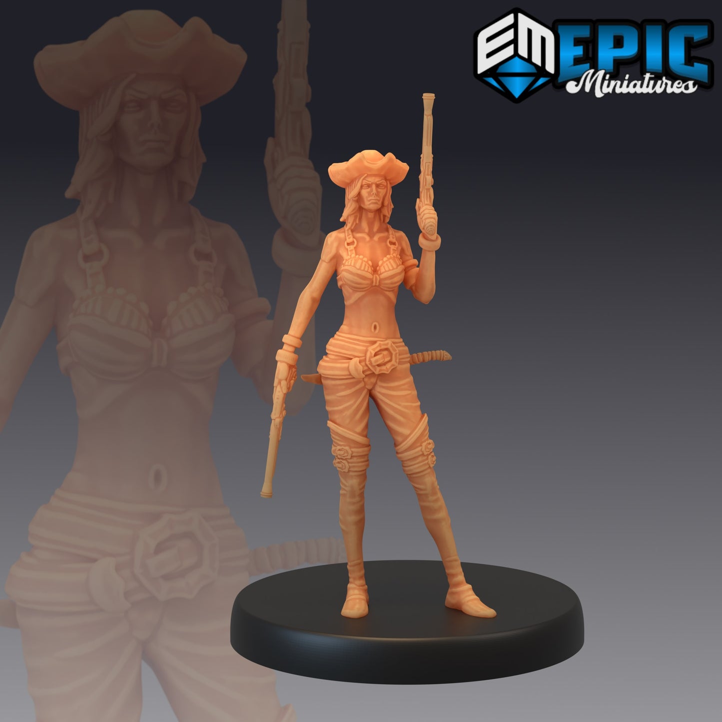 Pirate Striker Pistols - by Epic Miniatures - Tabletop RPG Miniature - Roleplaying 3D Printed Fantasy Mini