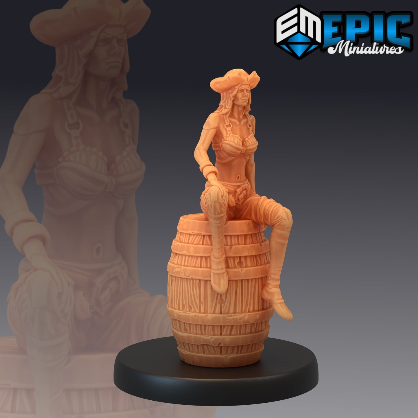 Pirate Striker Sitting - by Epic Miniatures - Tabletop RPG Miniature - Roleplaying 3D Printed Fantasy Mini