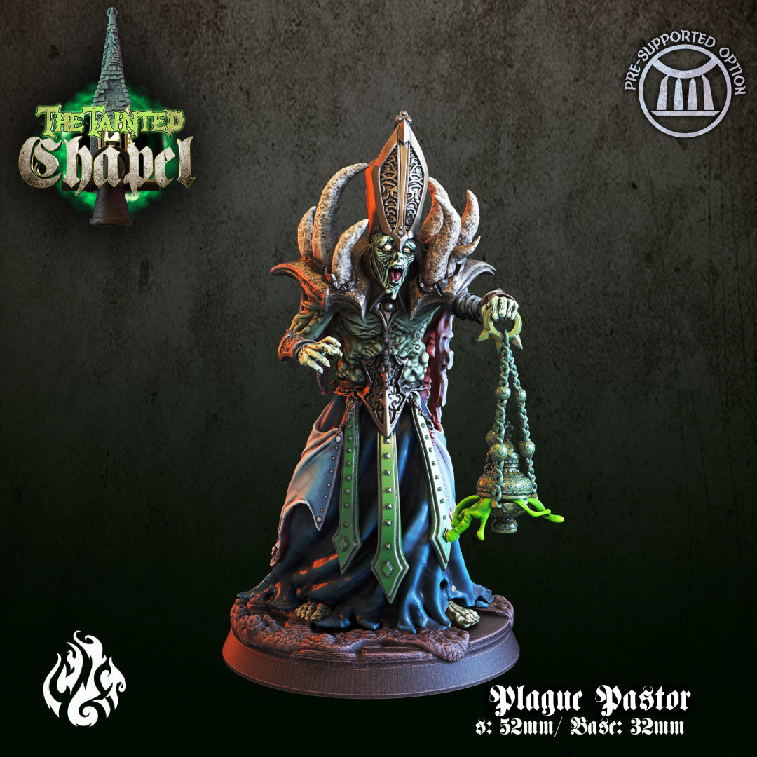 Plague Pastor - The Tainted Chapel - by Crippled God Foundry - Tabletop RPG Miniature - Roleplaying 3D Printed Fantasy Mini