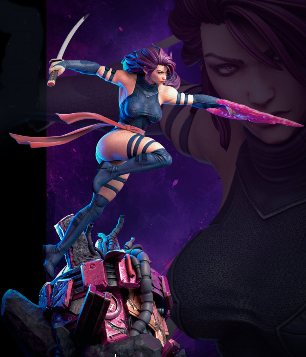 Psylocke Sculpture (75mm to 500mm)- Unassembled/Unpainted/3D Print