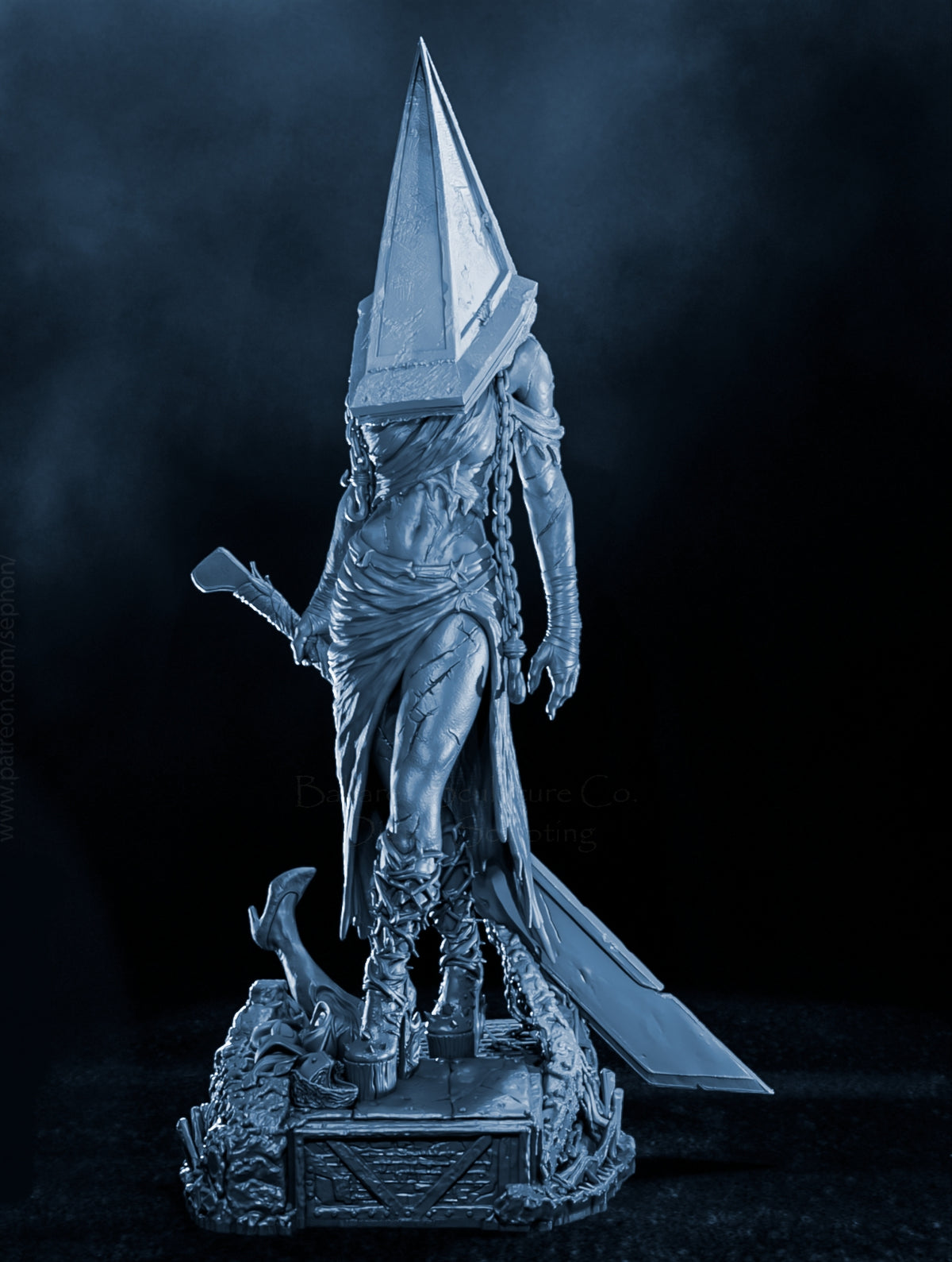 Female Pyramid Head Sculpture (75mm - 300mm) Unpainted / Unassembled / 3D Printed