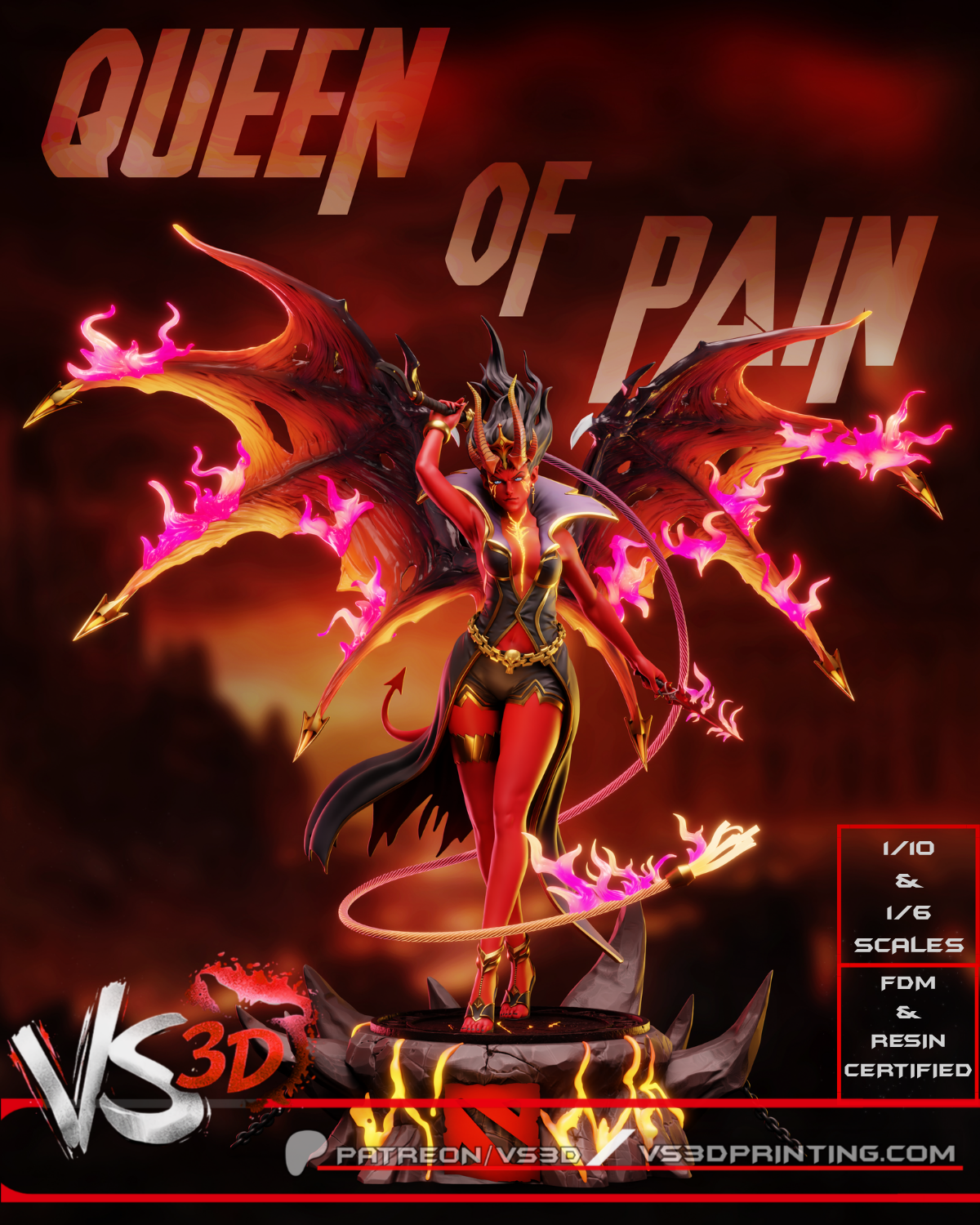 Queen Of Pain Sculpture (75mm to 500mm) - Unassembled/Unpainted/3D Print