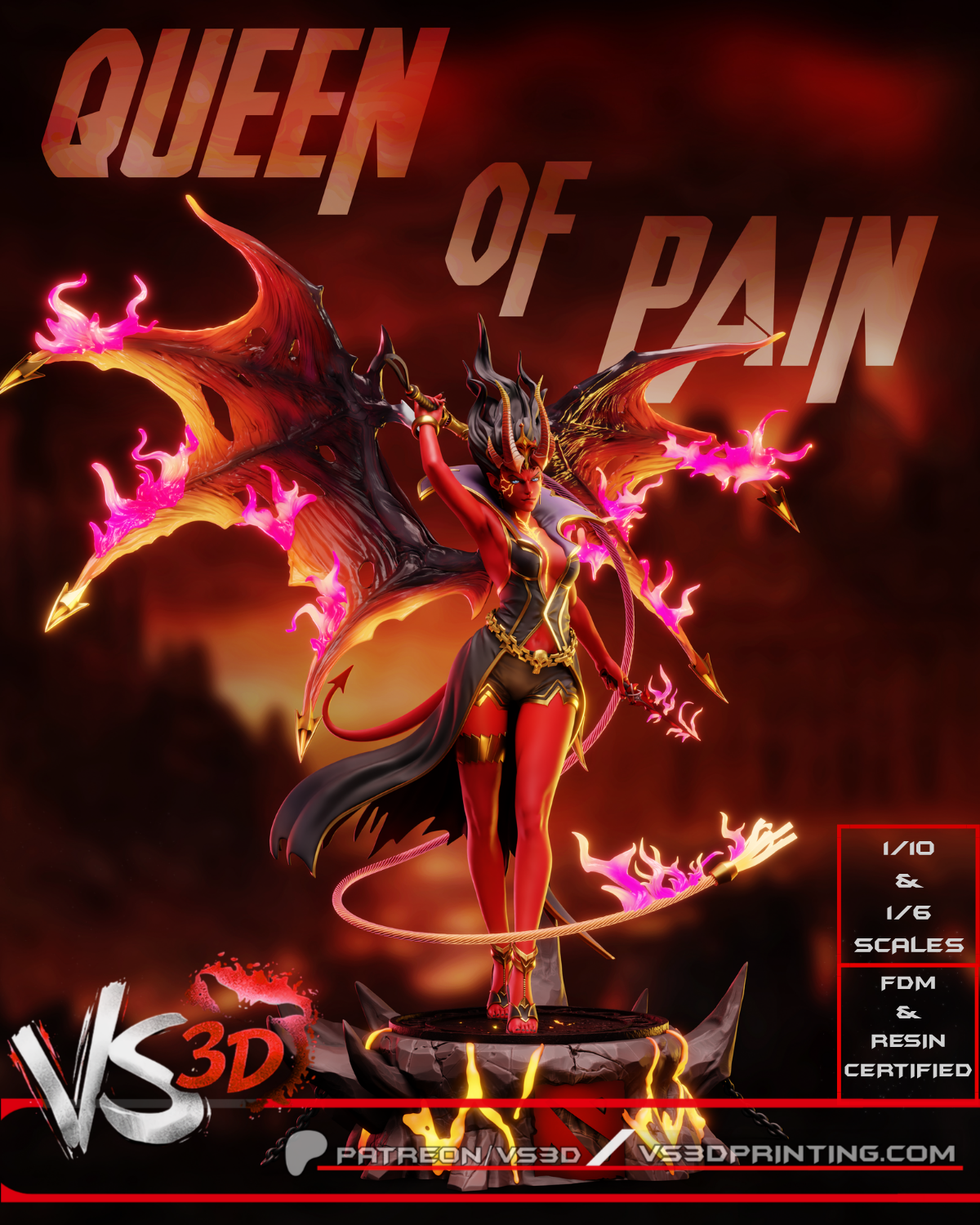 Queen Of Pain Sculpture (75mm to 500mm) - Unassembled/Unpainted/3D Print