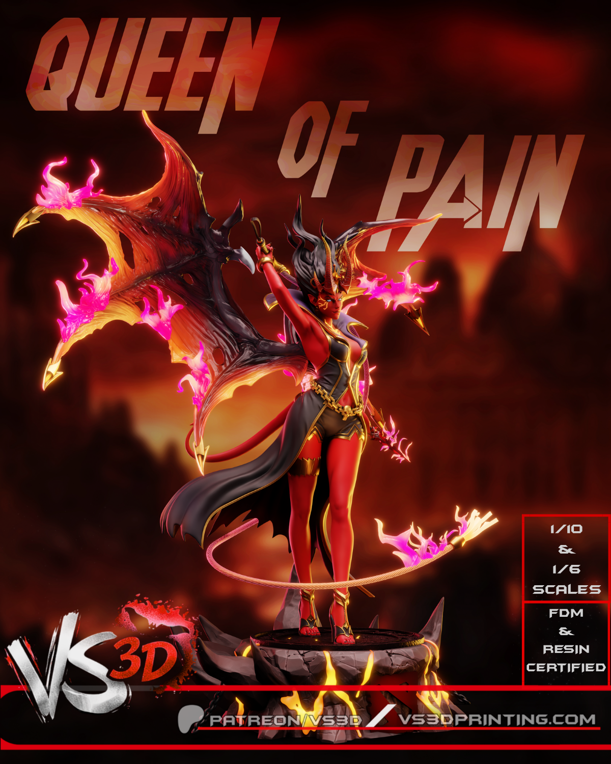 Queen Of Pain Sculpture (75mm to 500mm) - Unassembled/Unpainted/3D Print