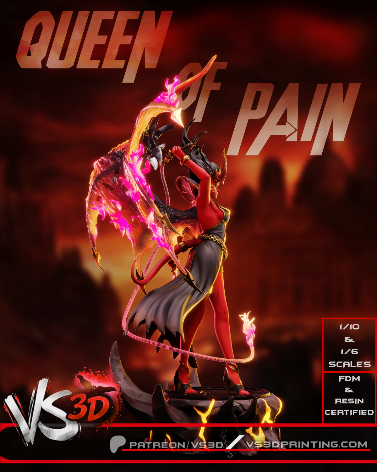 Queen Of Pain Sculpture (75mm to 500mm) - Unassembled/Unpainted/3D Print