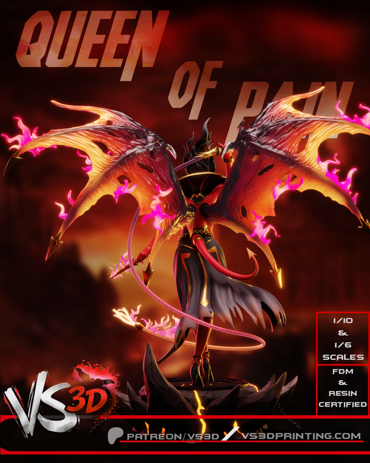 Queen Of Pain Sculpture (75mm to 500mm) - Unassembled/Unpainted/3D Print