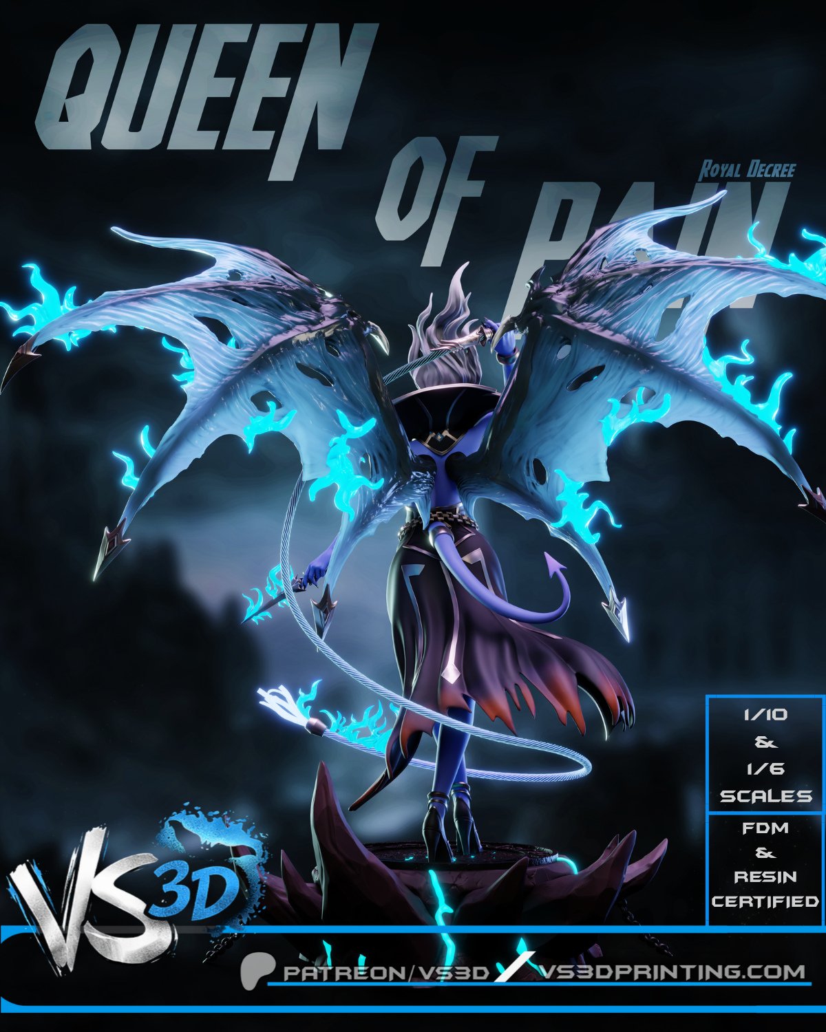 Queen Of Pain Sculpture (75mm to 500mm) - Unassembled/Unpainted/3D Print