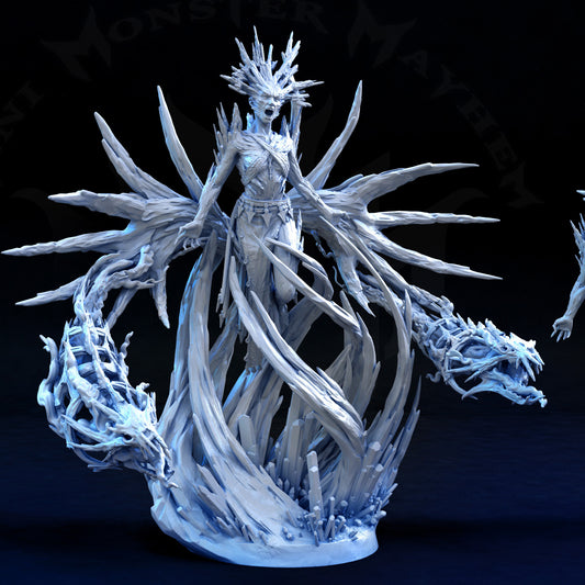 Queen of the Glacial Depths - Undead Lich Queen - by Mini Monster Mayhem- Tabletop RPG Miniature - Roleplaying 3D Printed Fantasy Mini