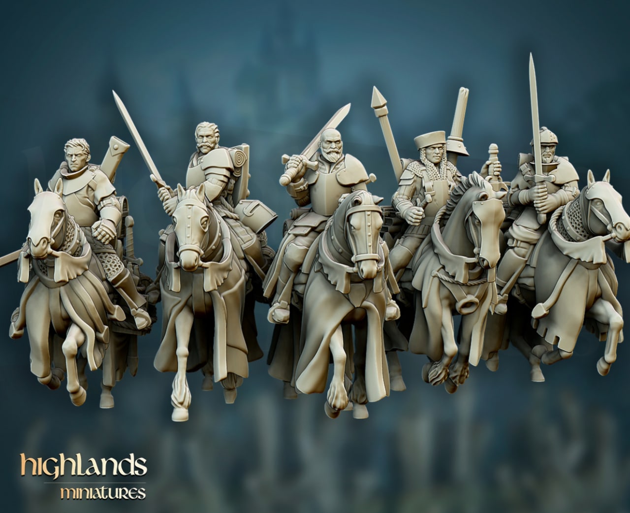 Questing Knights - by Highland Miniatures- Tabletop RPG Miniature - Roleplaying 3D Printed Fantasy Mini