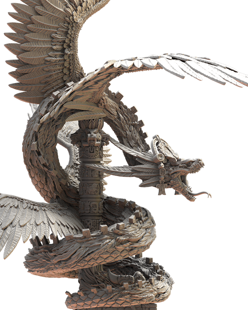 Quetzalcoatl, The Feathered Goddess - Lizard-Men - Dungeons and Dragons - Compatible with Warhammer 40K - by Lost Kingdom - Tabletop RPG Miniature - Roleplaying 3D Printed Fantasy Mini