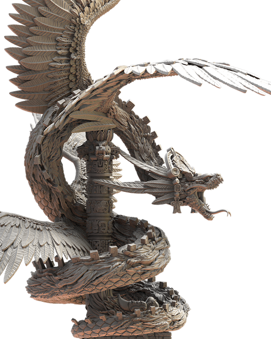 Quetzalcoatl, The Feathered Goddess - Lizard-Men - Dungeons and Dragons - Compatible with Warhammer 40K - by Lost Kingdom - Tabletop RPG Miniature - Roleplaying 3D Printed Fantasy Mini