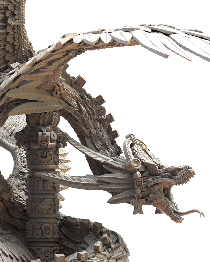 Quetzalcoatl, The Feathered Goddess - Lizard-Men - Dungeons and Dragons - Compatible with Warhammer 40K - by Lost Kingdom - Tabletop RPG Miniature - Roleplaying 3D Printed Fantasy Mini