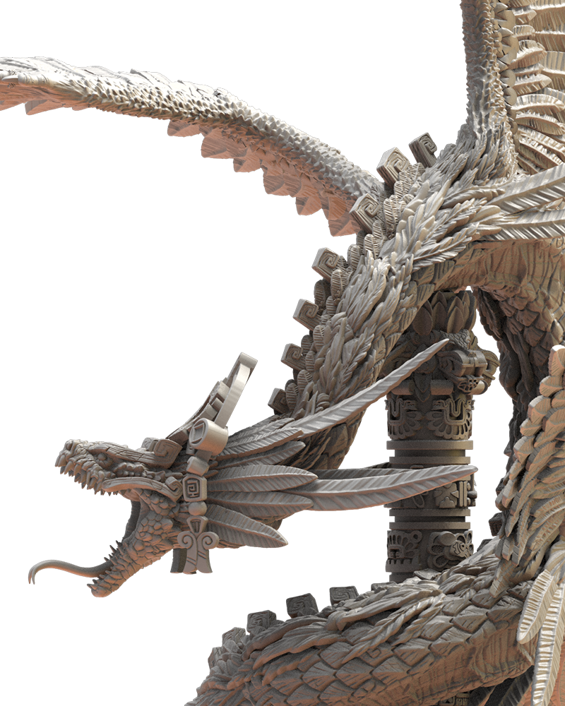 Quetzalcoatl, The Feathered Goddess - Lizard-Men - Dungeons and Dragons - Compatible with Warhammer 40K - by Lost Kingdom - Tabletop RPG Miniature - Roleplaying 3D Printed Fantasy Mini