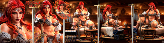 Red Sonja Sculpture (75mm to 500mm) - Unassembled/Unpainted/3D Print
