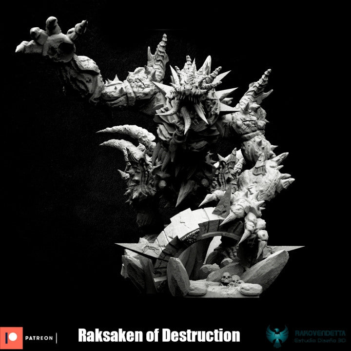 Raksaken of Destruction - Dungeons and Dragons - by Rakovendetta - Tabletop RPG Miniature - Roleplaying 3D Printed Fantasy Mini