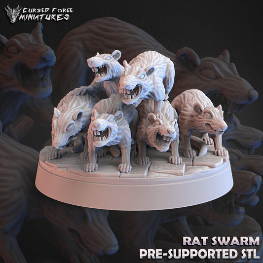 Rat Swarm- RPG Miniatures - by Cursed Forge - Tabletop RPG Miniature - Roleplaying 3D Printed Fantasy Mini