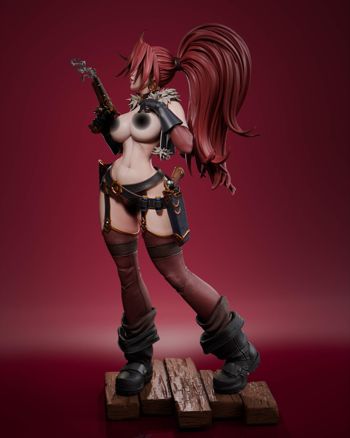 Red Monika NSFW Sculpture (75mm to 500mm) - Unassembled/Unpainted/3D Print