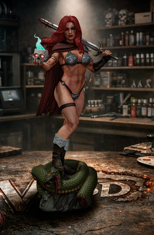 Red Sonja Sculpture (75mm to 500mm) - Unassembled/Unpainted/3D Print