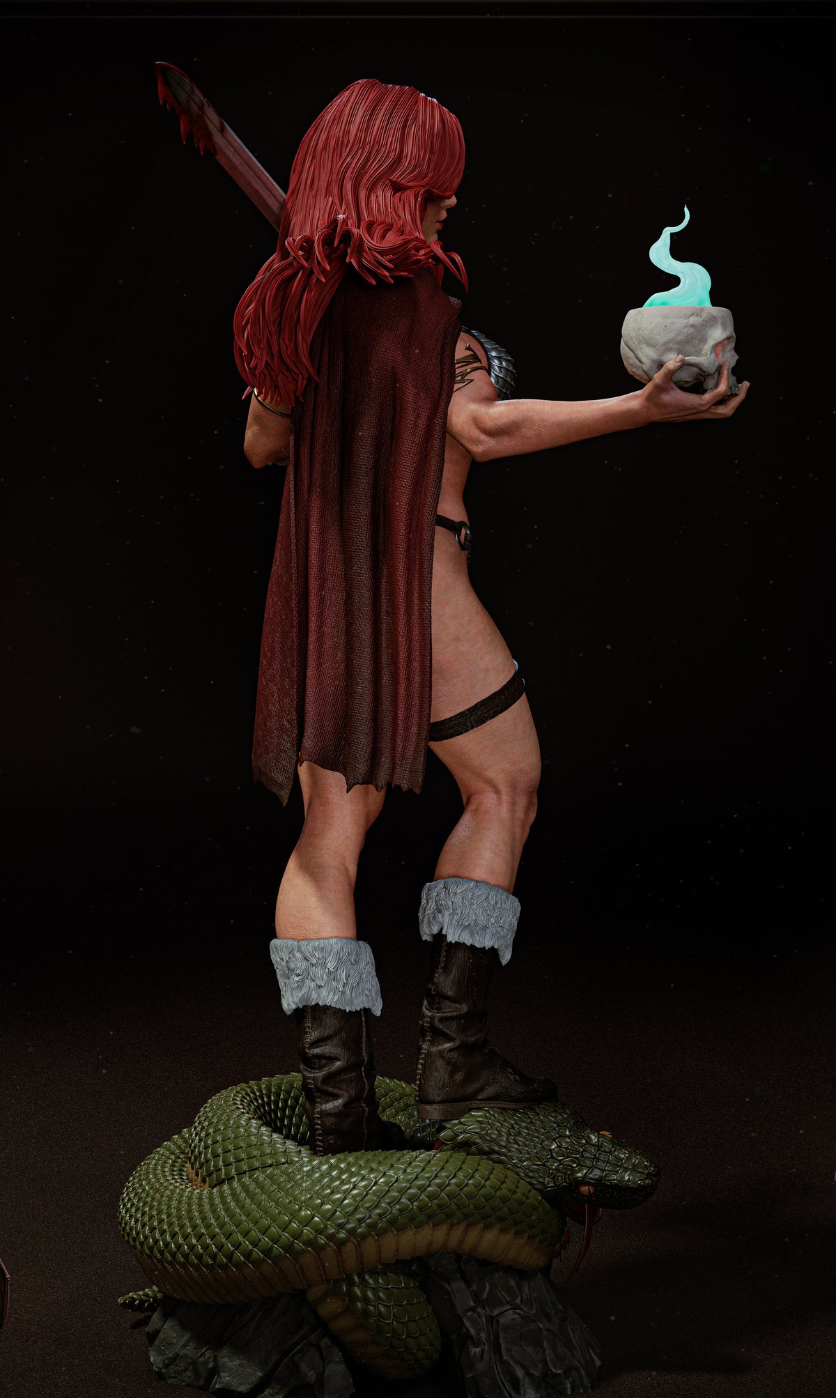 Red Sonja Sculpture (75mm to 500mm) - Unassembled/Unpainted/3D Print