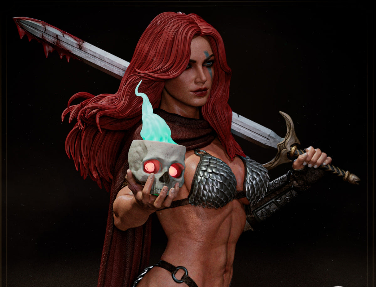 Red Sonja Sculpture (75mm to 500mm) - Unassembled/Unpainted/3D Print