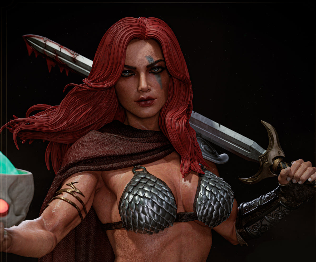 Red Sonja Sculpture (75mm to 500mm) - Unassembled/Unpainted/3D Print