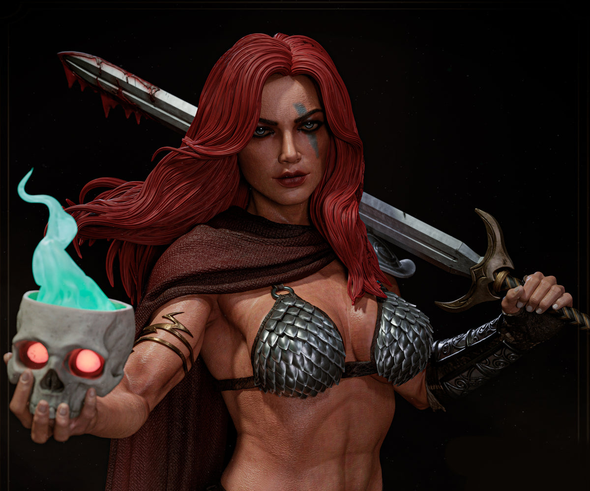 Red Sonja Sculpture (75mm to 500mm) - Unassembled/Unpainted/3D Print
