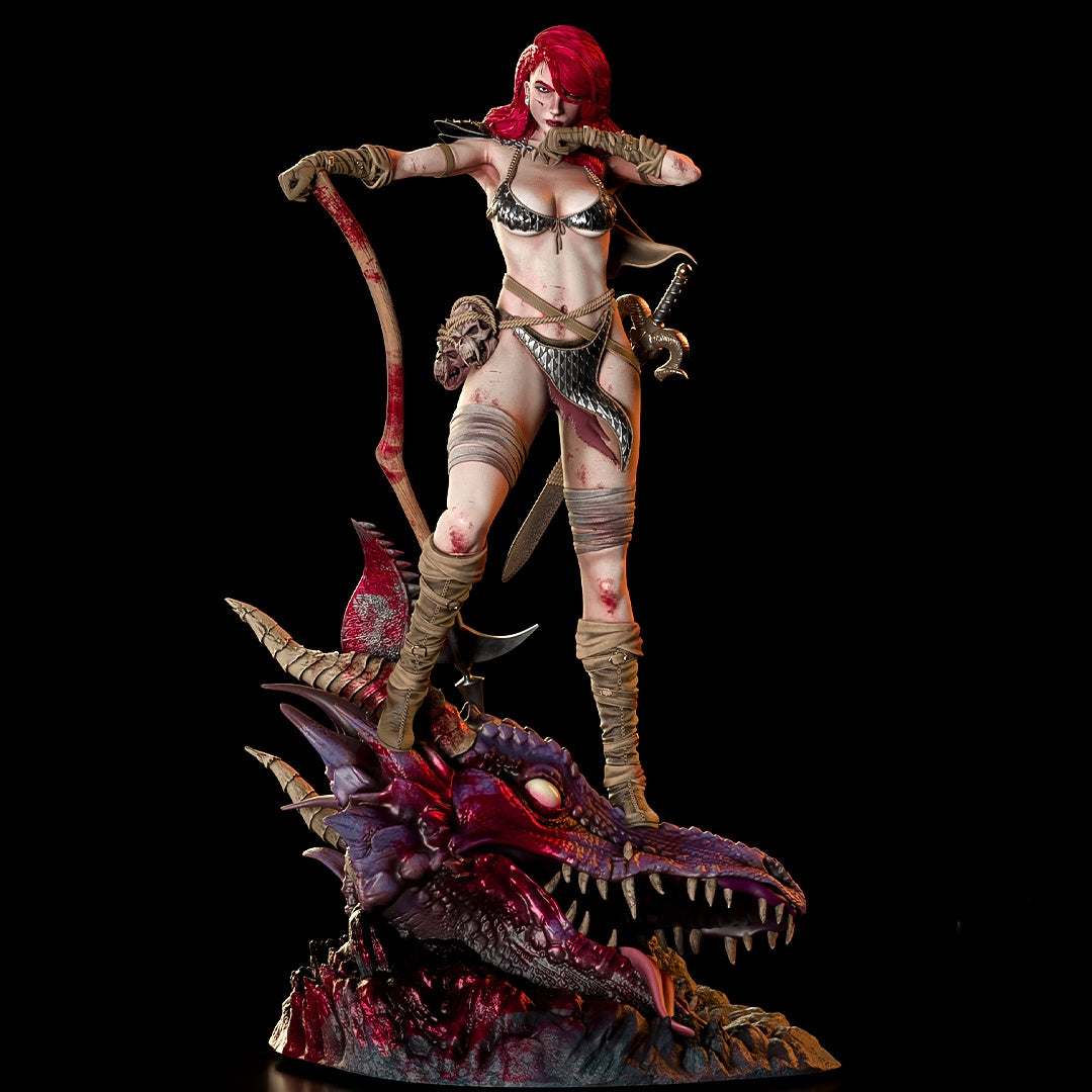 Red Sonja Sculpture (75mm to 500mm) - Unassembled/Unpainted/3D Print