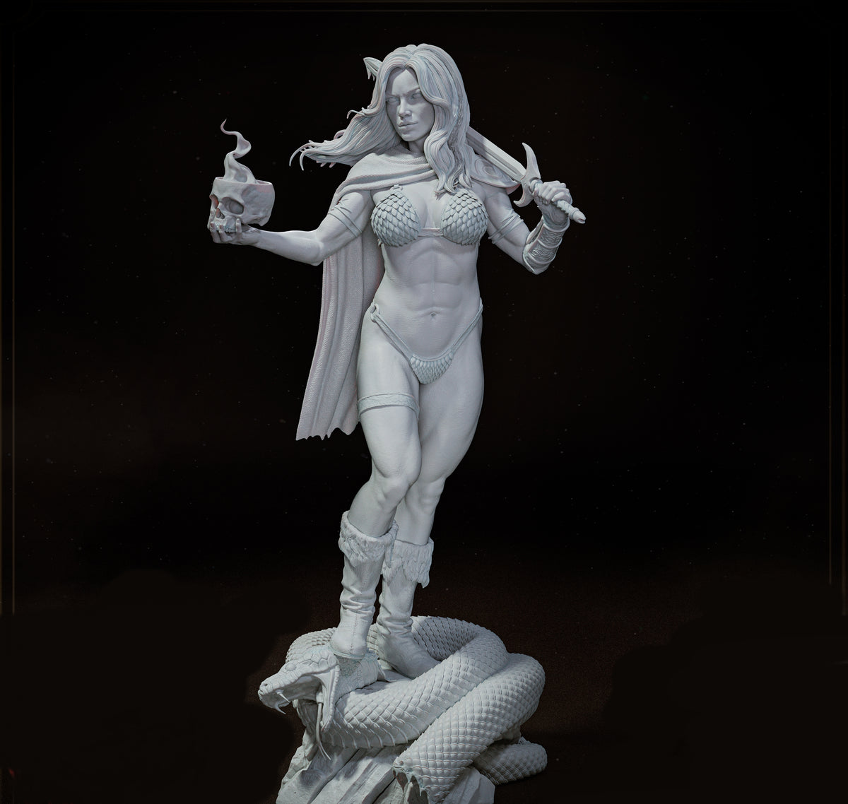 Red Sonja Sculpture (75mm to 500mm) - Unassembled/Unpainted/3D Print