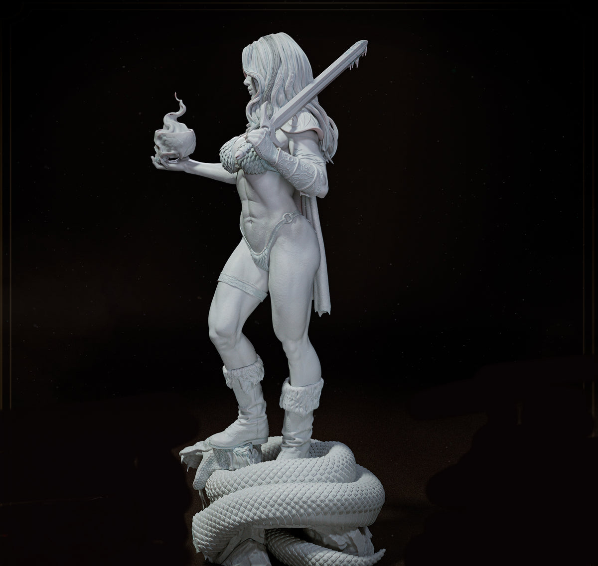 Red Sonja Sculpture (75mm to 500mm) - Unassembled/Unpainted/3D Print