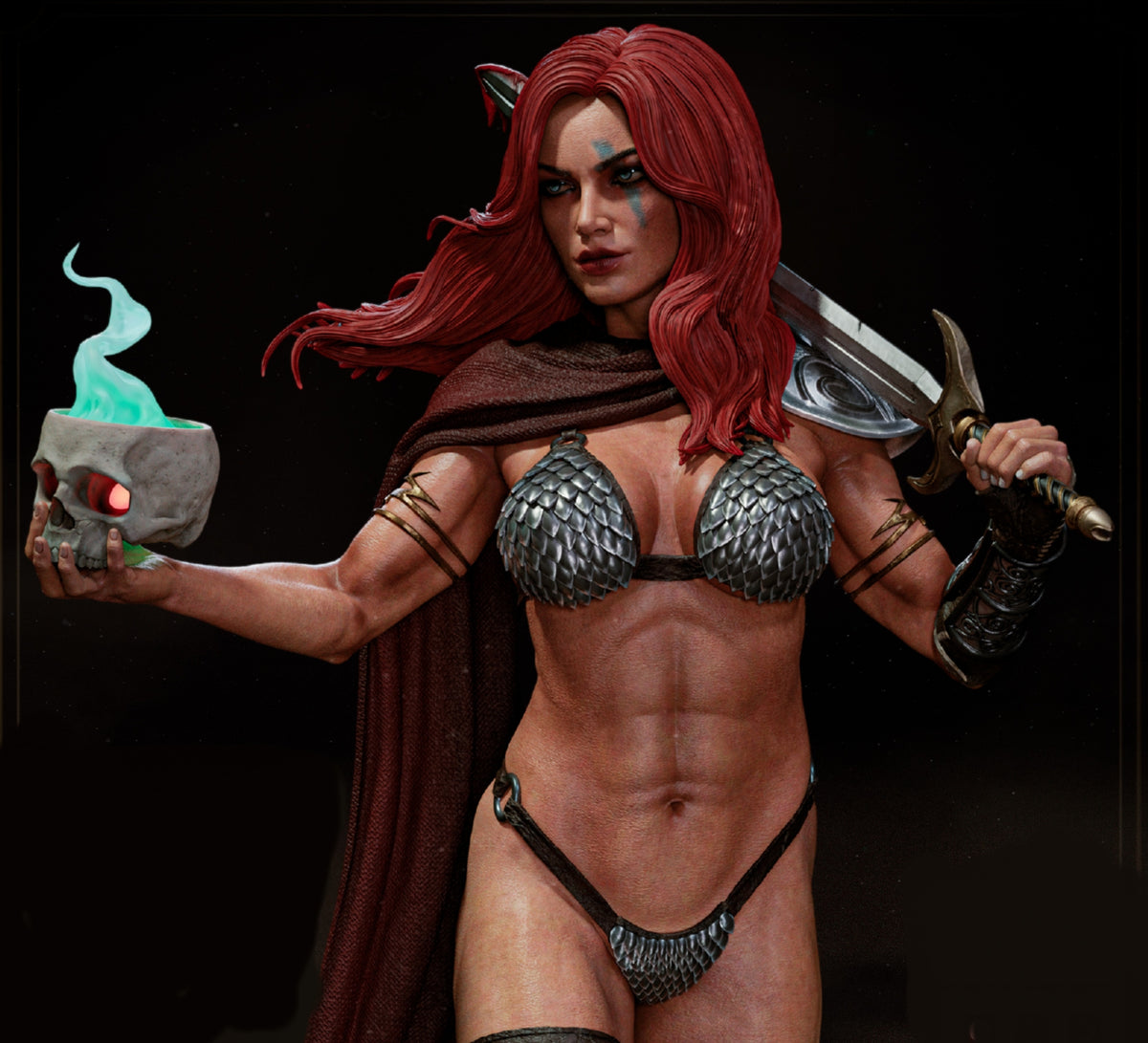 Red Sonja Sculpture (75mm to 500mm) - Unassembled/Unpainted/3D Print