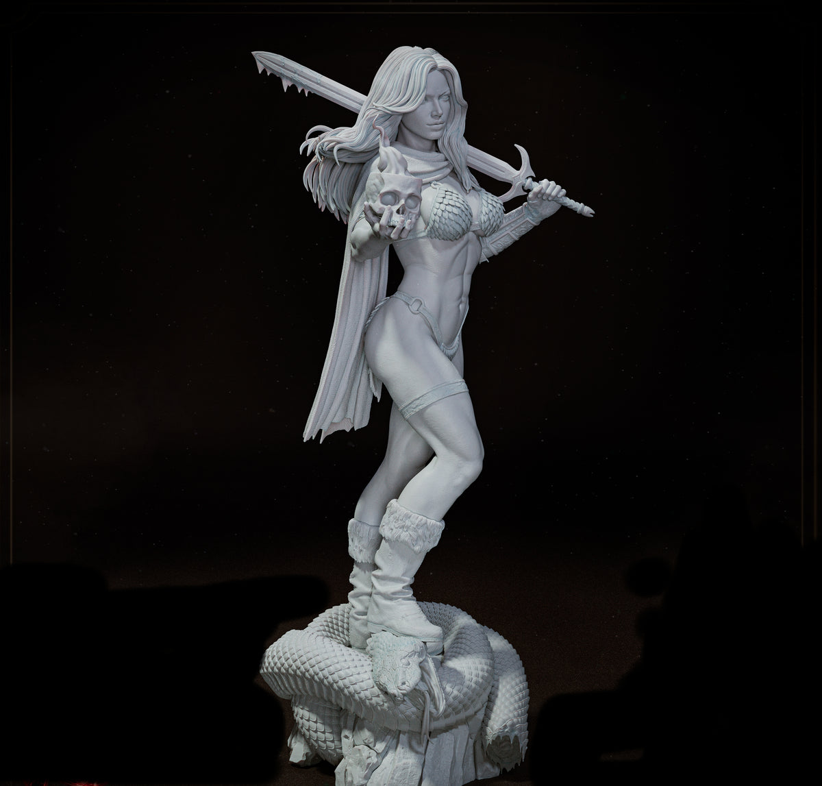 Red Sonja Sculpture (75mm to 500mm) - Unassembled/Unpainted/3D Print