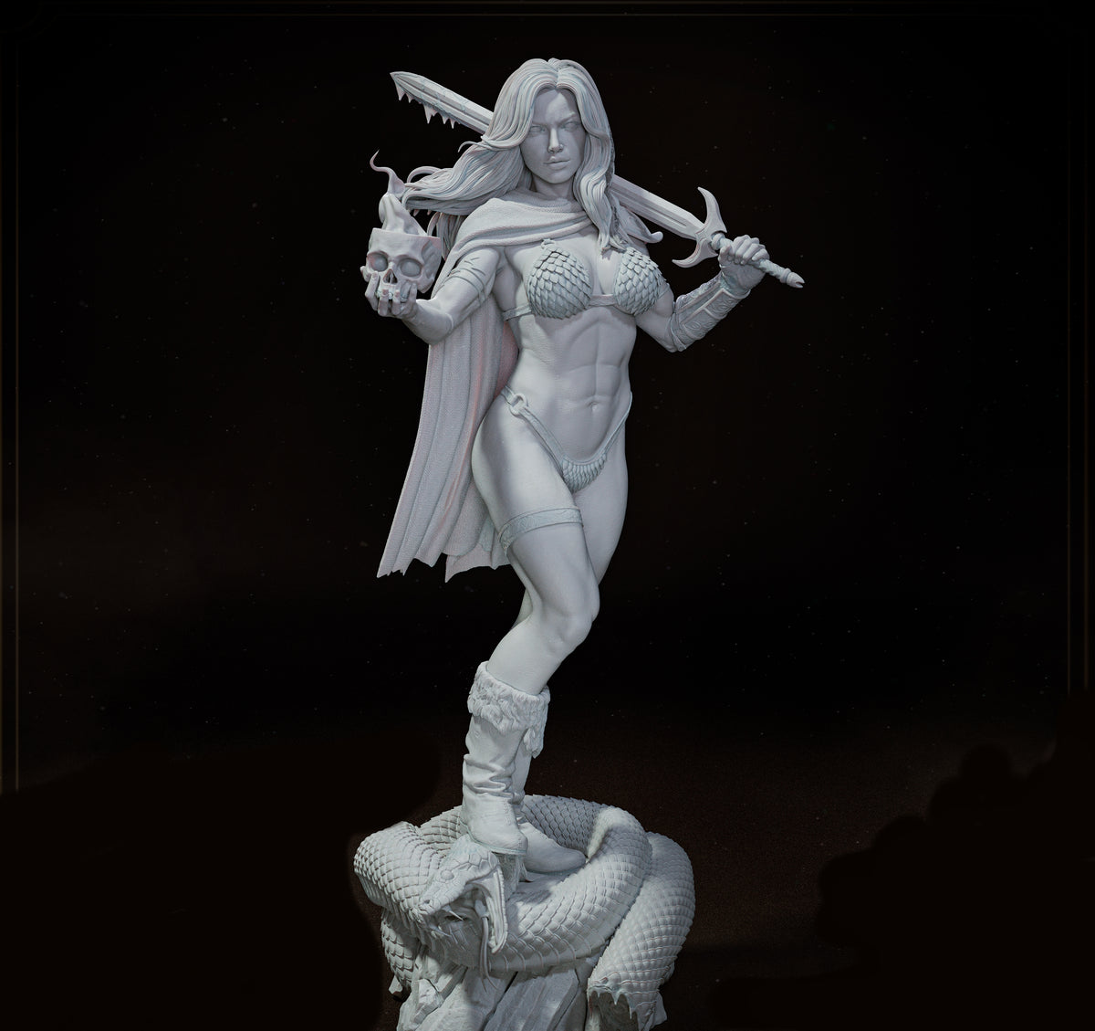 Red Sonja Sculpture (75mm to 500mm) - Unassembled/Unpainted/3D Print