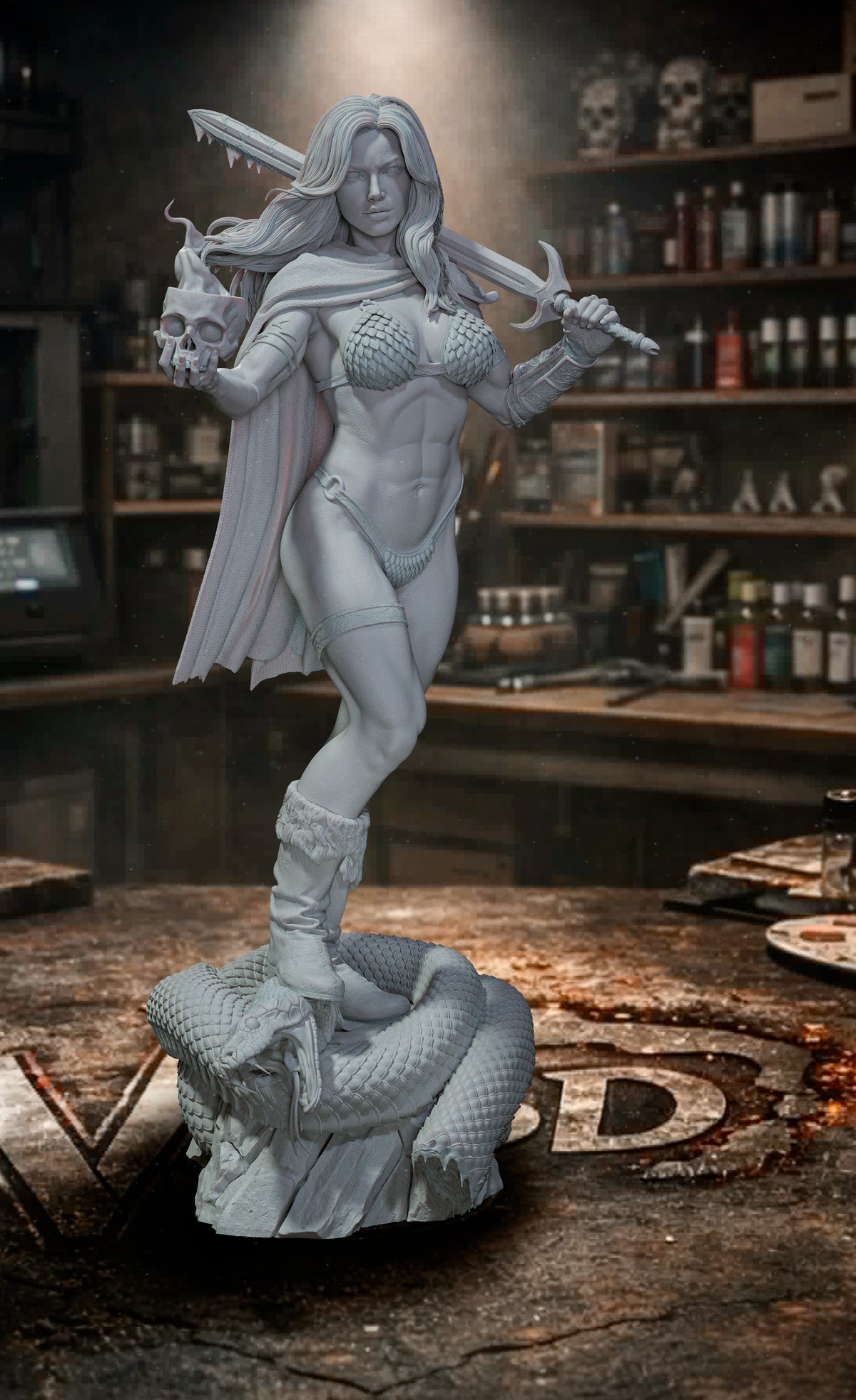 Red Sonja Sculpture (75mm to 500mm) - Unassembled/Unpainted/3D Print