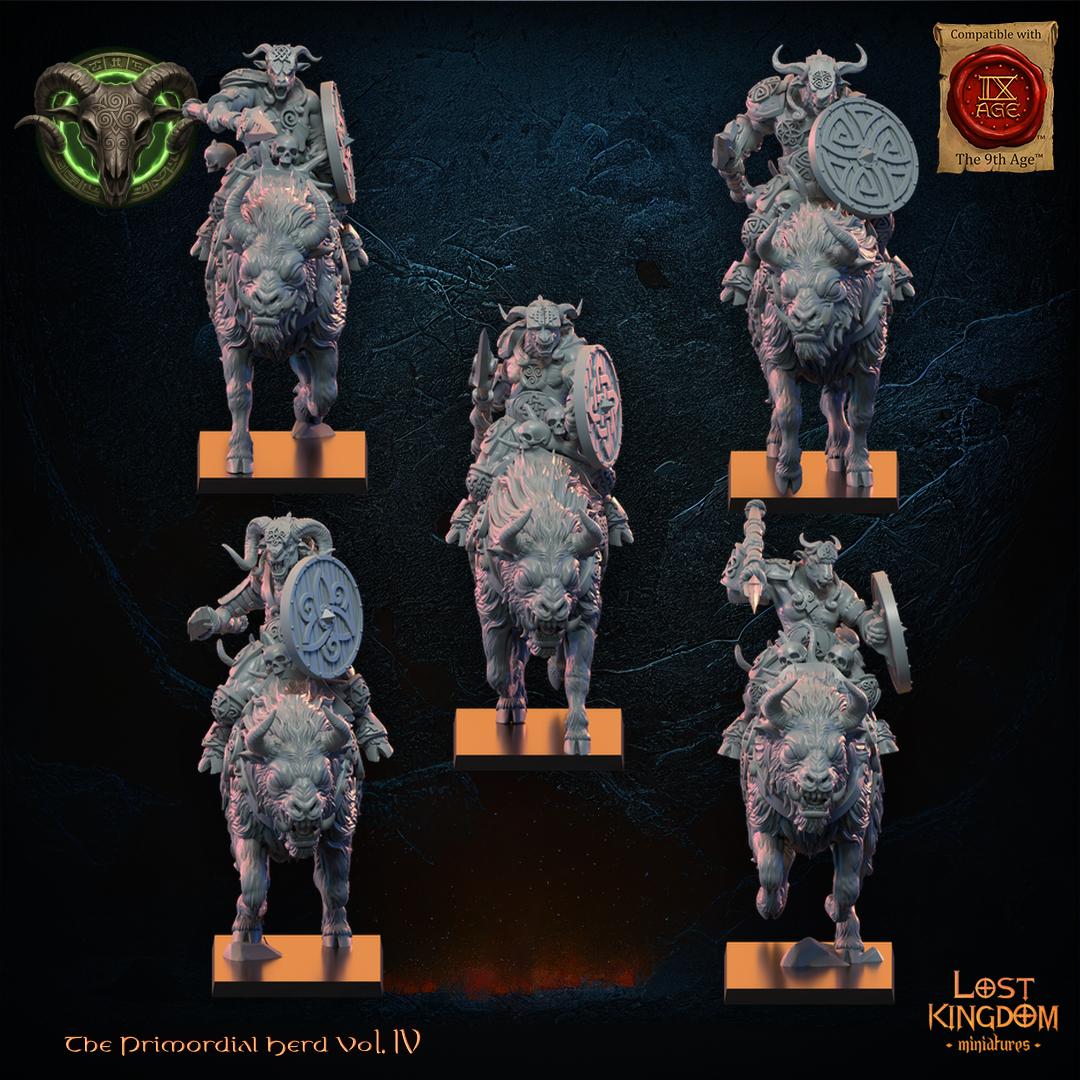 Wildhorn Riders (x5) - Primordial Herd - Beast-Men - TTRPG - Wargaming - Dungeons and Dragons