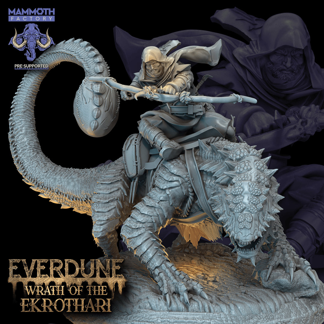 Rekari Sand Drake with Mounted Ekrothari Warrior Pose - by Mini Monster Mayhem- Tabletop RPG Miniature - Roleplaying 3D Printed Fantasy Mini