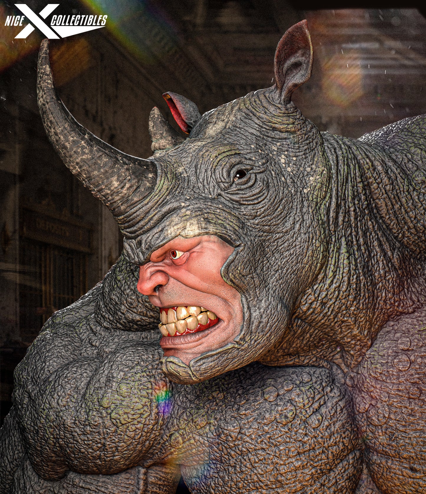 Rhino Sculpture (75mm to 500mm) - Unassembled/Unpainted/3D Print