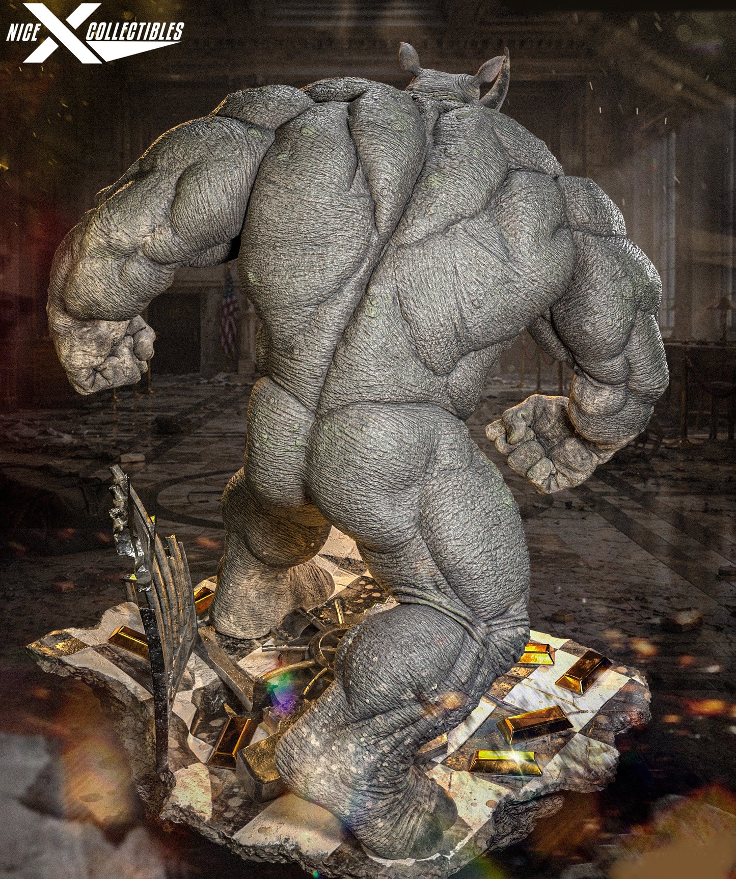 Rhino Sculpture (75mm to 500mm) - Unassembled/Unpainted/3D Print