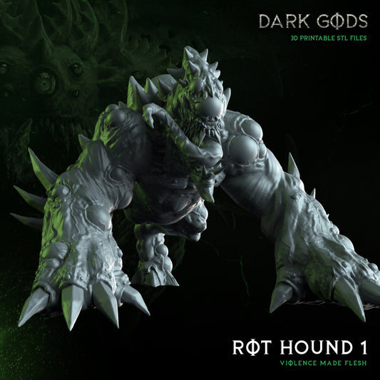 Rot Hound - Violence made Flesh - by Dark Gods- Tabletop RPG Miniature - Roleplaying 3D Printed Fantasy Mini