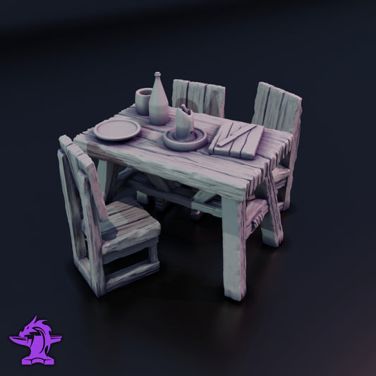 Rough Table Set - Scatter Terrain - Dungeons and Dragons - Compatible with Warhammer 40K- by The Forge of Many Things - Tabletop RPG Miniature - Roleplaying 3D Printed Fantasy Mini