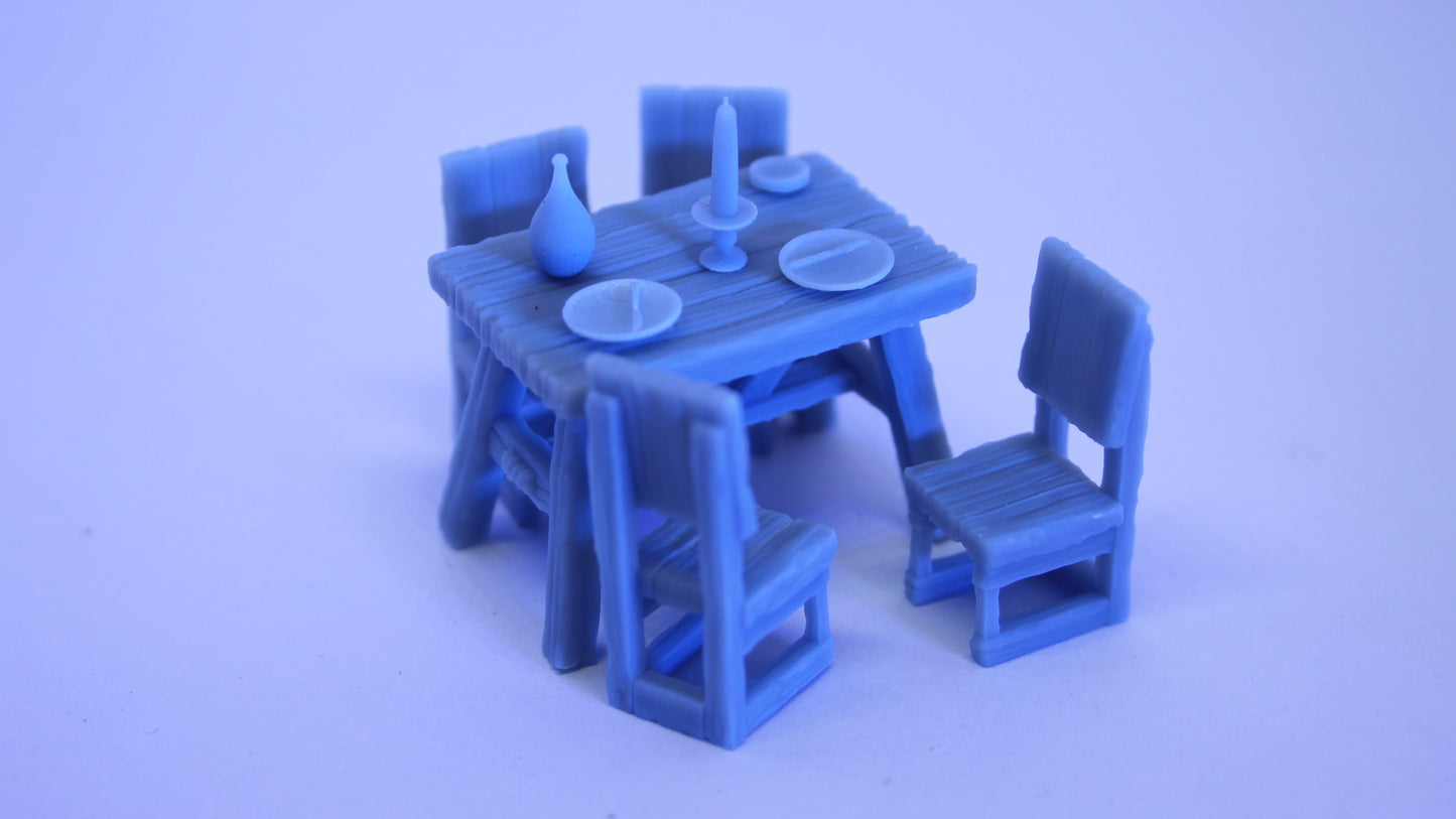 Rough Table Set - Scatter Terrain - Dungeons and Dragons - Compatible with Warhammer 40K- by The Forge of Many Things - Tabletop RPG Miniature - Roleplaying 3D Printed Fantasy Mini