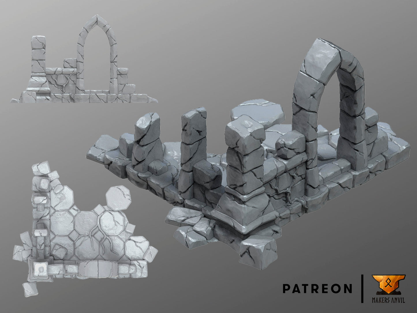 Ruined Church - Ruined Corner - Terrain - by Makers Anvil - Tabletop RPG Miniature - Roleplaying 3D Printed Fantasy Mini