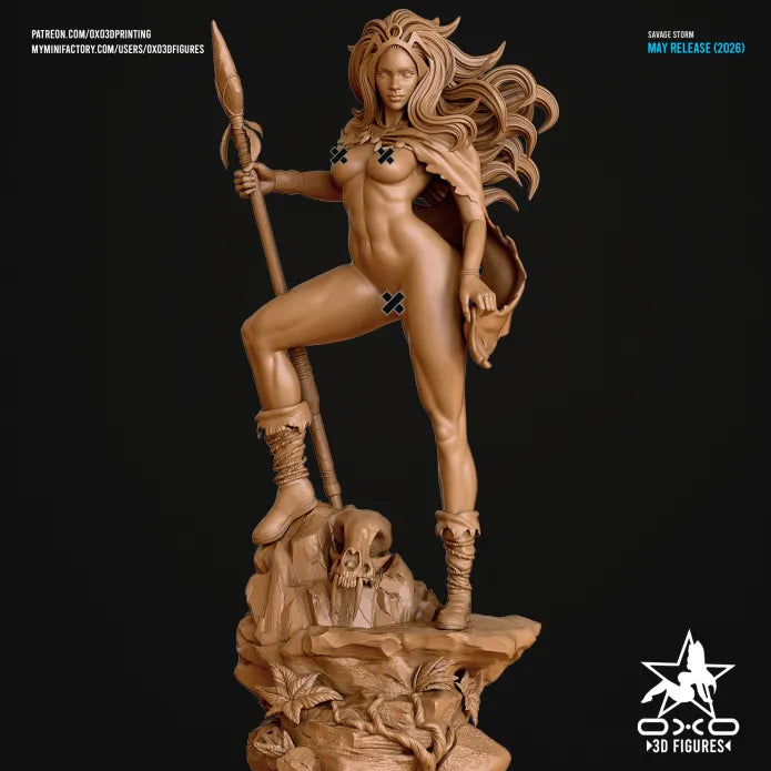 Savage Lands: Storm NSFW Sculpture (75mm to 500mm) - Unassembled/Unpainted/3D Print