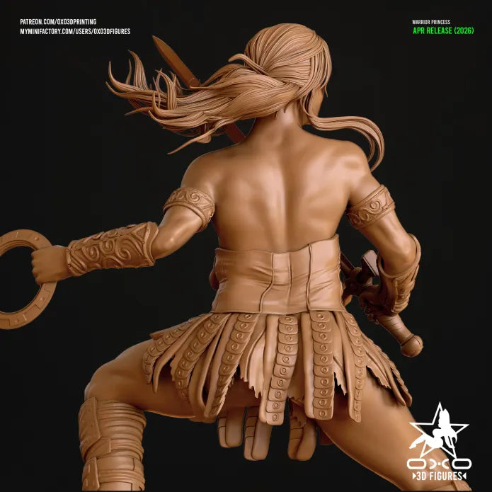 The Warrior Princess NSFW Sculpture (75mm to 500mm) - Unassembled/Unpainted/3D Print