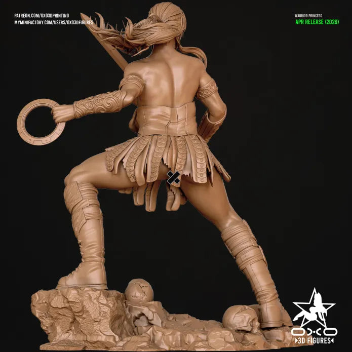 The Warrior Princess NSFW Sculpture (75mm to 500mm) - Unassembled/Unpainted/3D Print