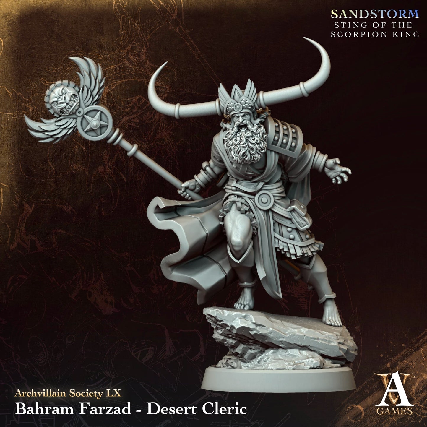 Bahram Farzad - Desert Cleric - Sandstorm - Sting of the Scorpion King - TTRPG - Wargaming - Dungeons and Dragons