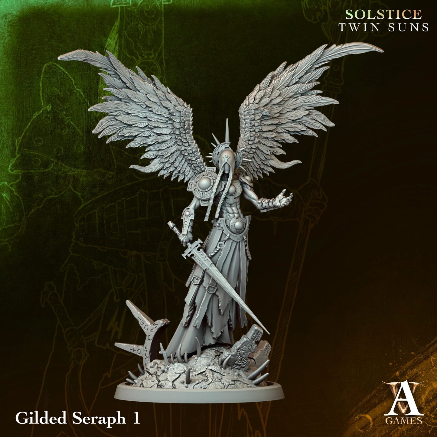 Gilded Seraph (x4) - Solstice - Twin Suns - TTRPG - Wargaming - Mordheim - Dungeons and Dragons