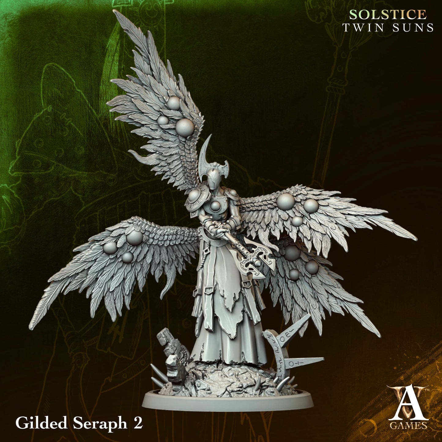 Gilded Seraph (x4) - Solstice - Twin Suns - TTRPG - Wargaming - Mordheim - Dungeons and Dragons