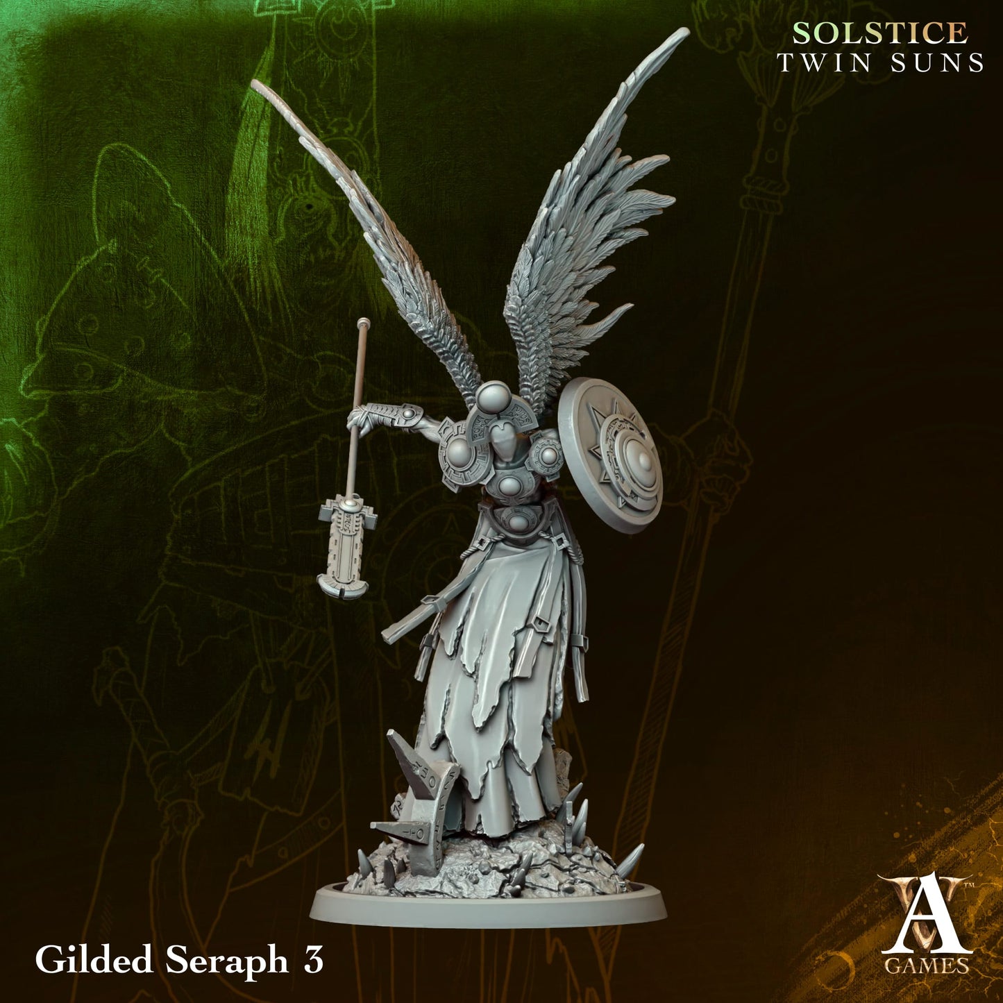 Gilded Seraph (x4) - Solstice - Twin Suns - TTRPG - Wargaming - Mordheim - Dungeons and Dragons