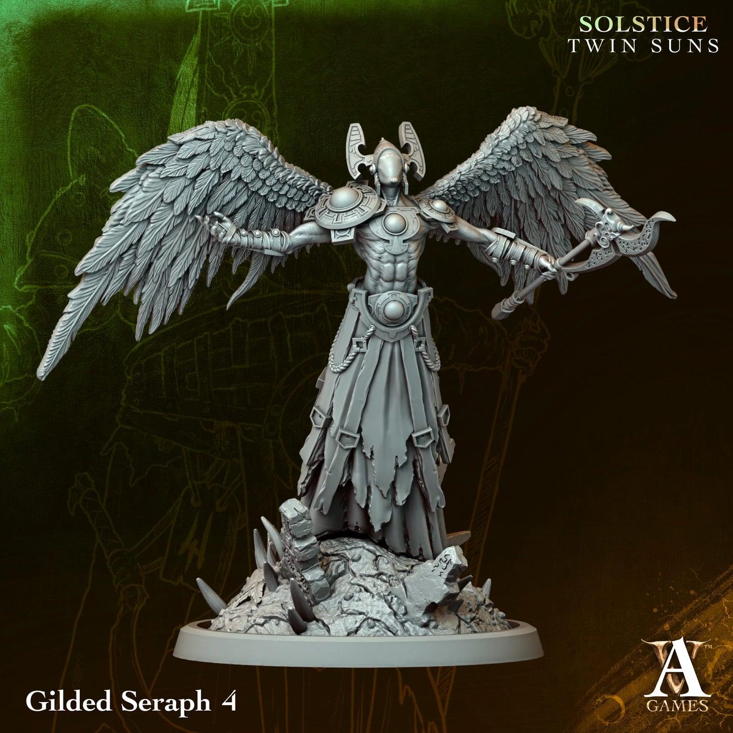 Gilded Seraph (x4) - Solstice - Twin Suns - TTRPG - Wargaming - Mordheim - Dungeons and Dragons